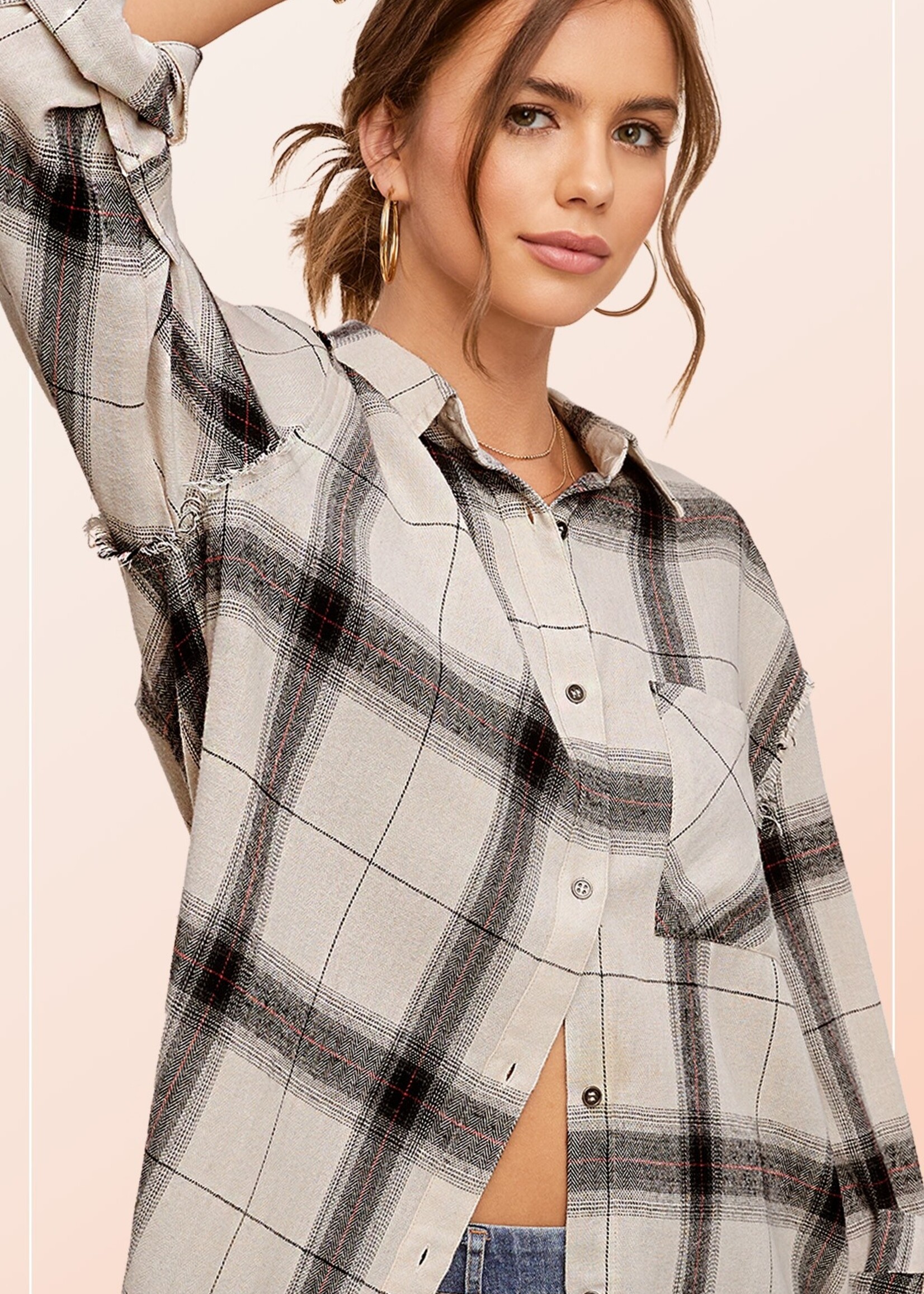 Jenelle Raw Edge Flannel - White