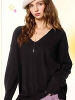 Emma V-Neck Sweater - Black