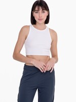 Cropped Racer Tank Top - White