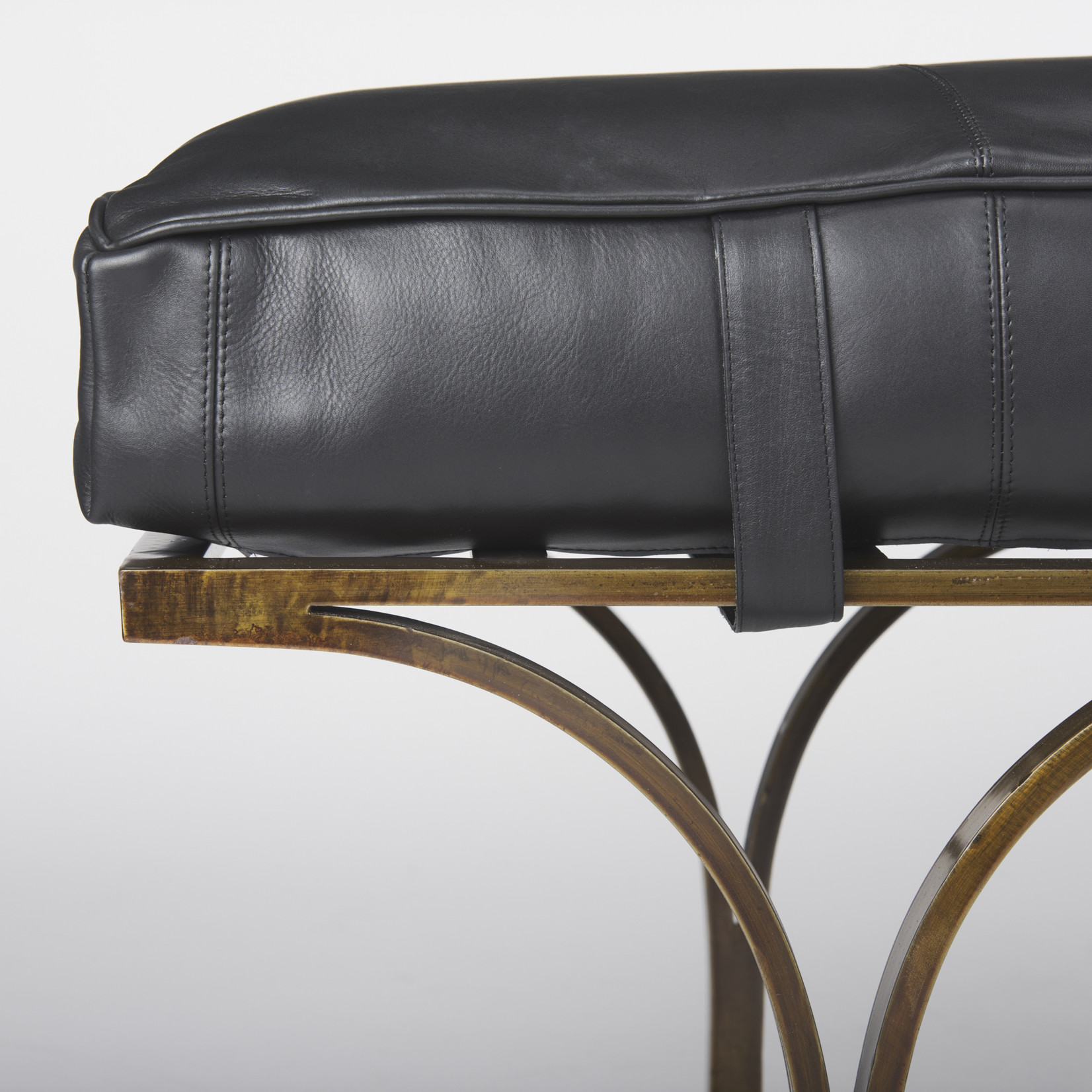Mickler & Co. James Black Leather Bench Seat