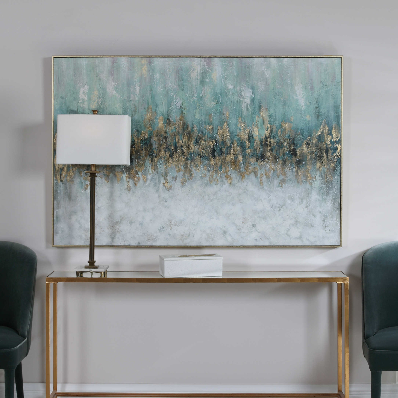 Mickler & Co. Teal & Gold Painted Canvas