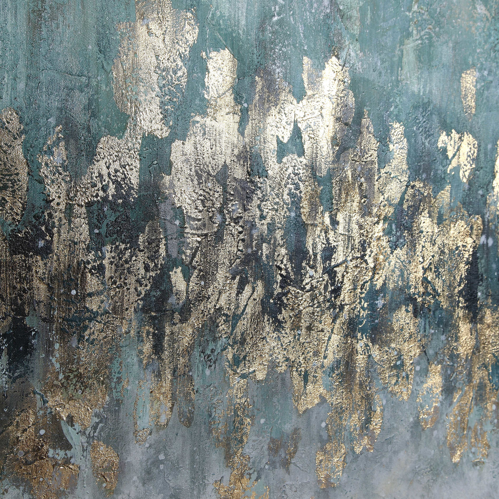 Mickler & Co. Teal & Gold Painted Canvas