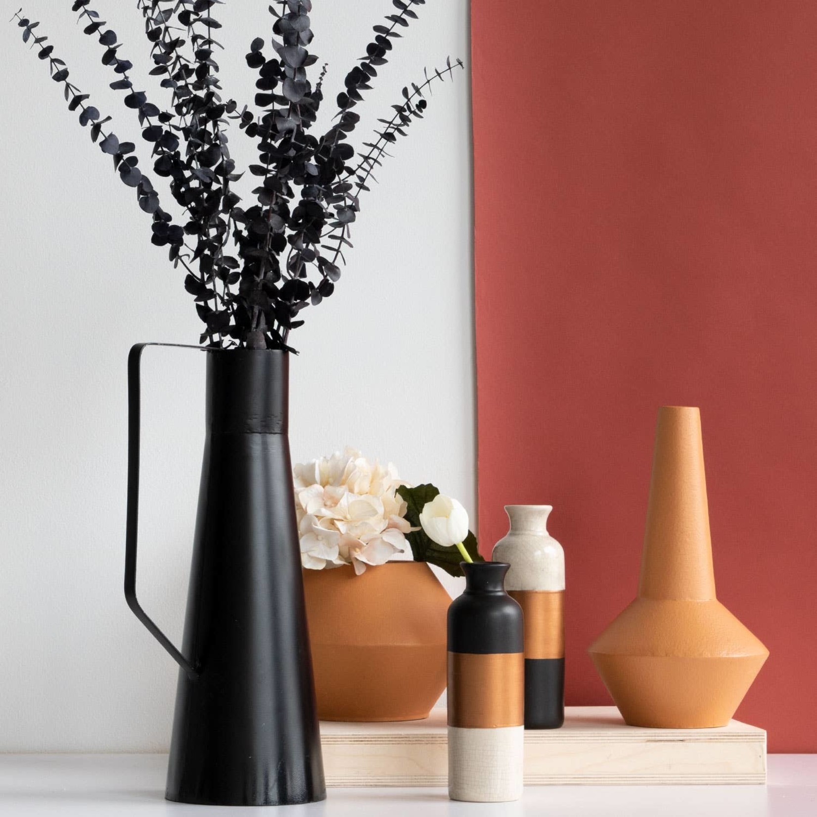 Foreside Home & Garden Tin Tall Black Vase