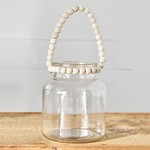 Mickler & Co. Glass Jar Hanging White Beads