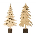Creative Co-op Faux Leather and Wood Tree on Base S/2