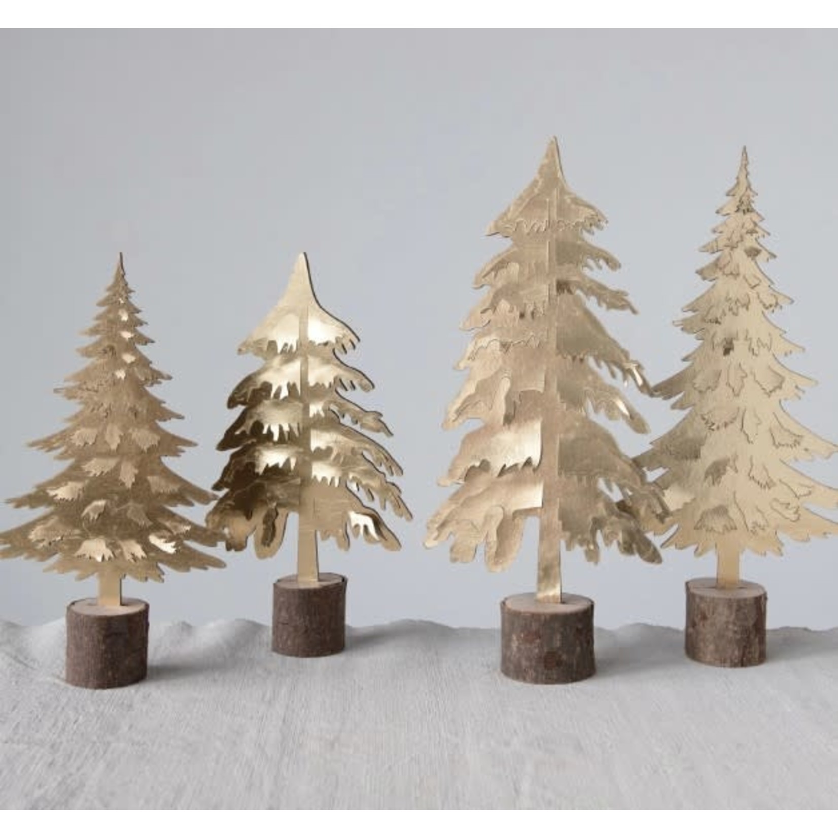 Creative Co-op Faux Leather and Wood Tree on Base S/2
