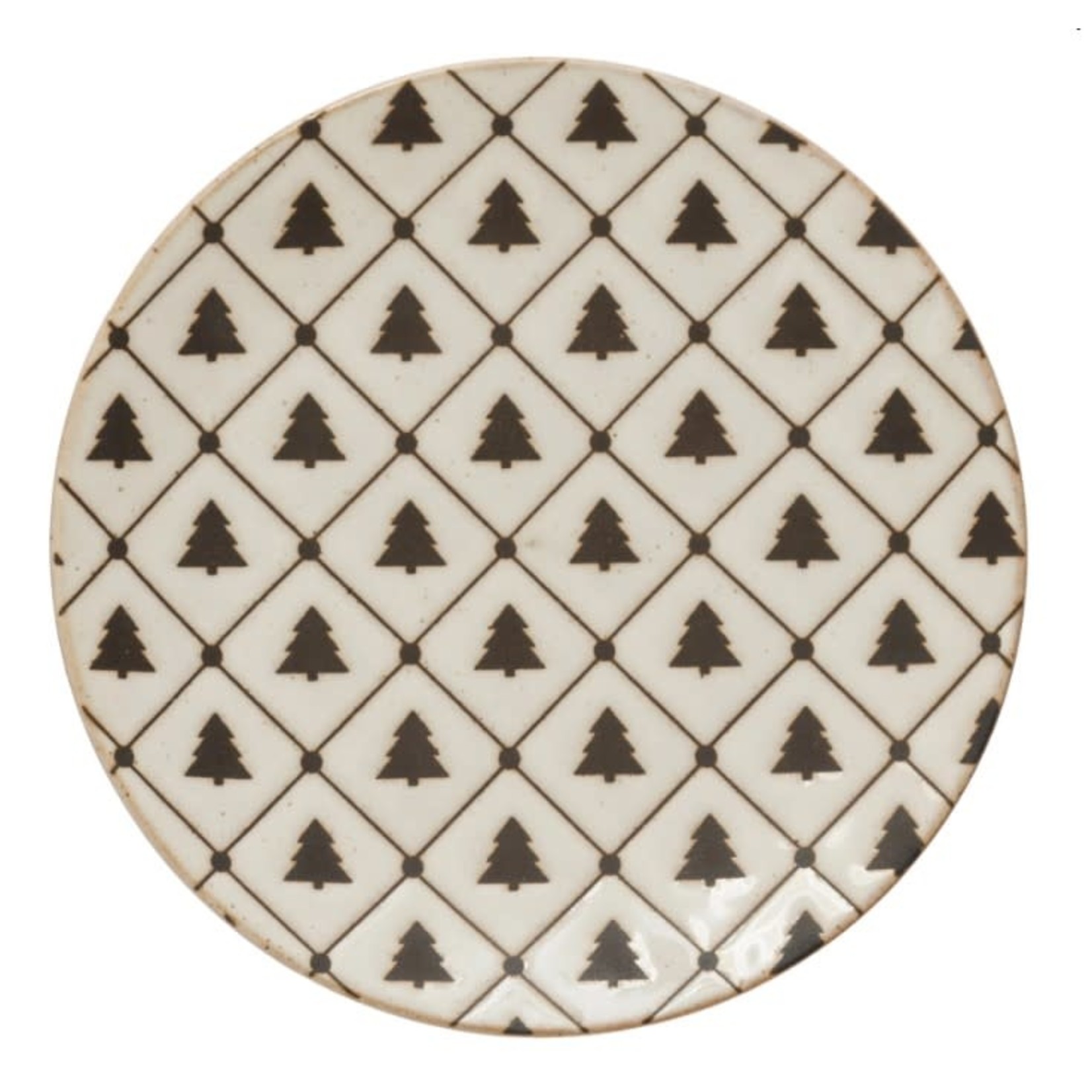 Creative Co-op Holiday Small Plate w/ Tree Pattern