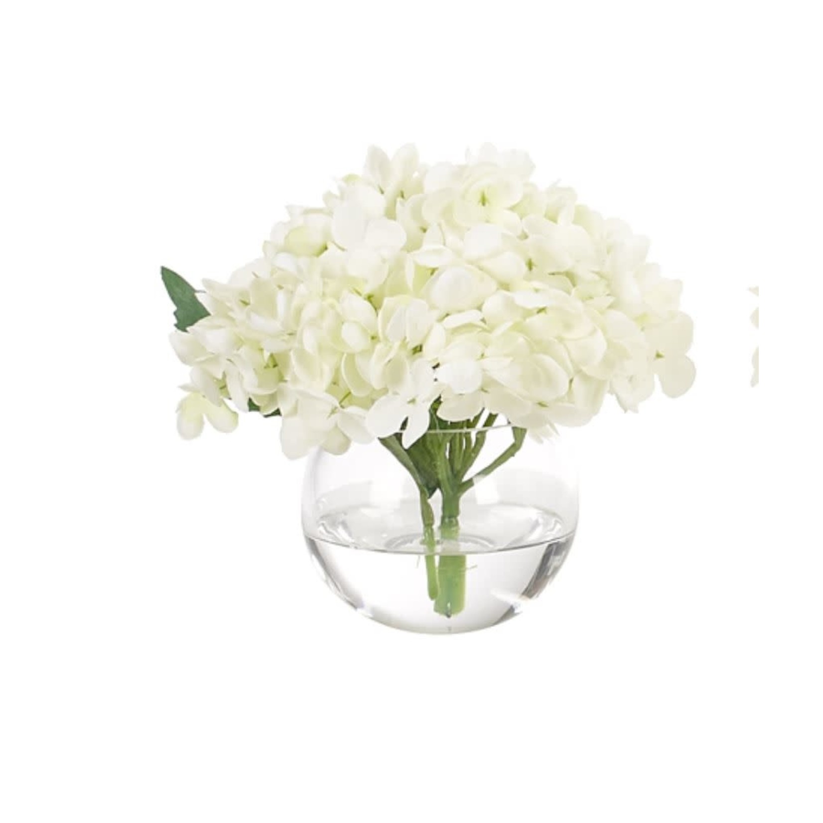 Mickler & Co. White Hydrangea in Glass Vase