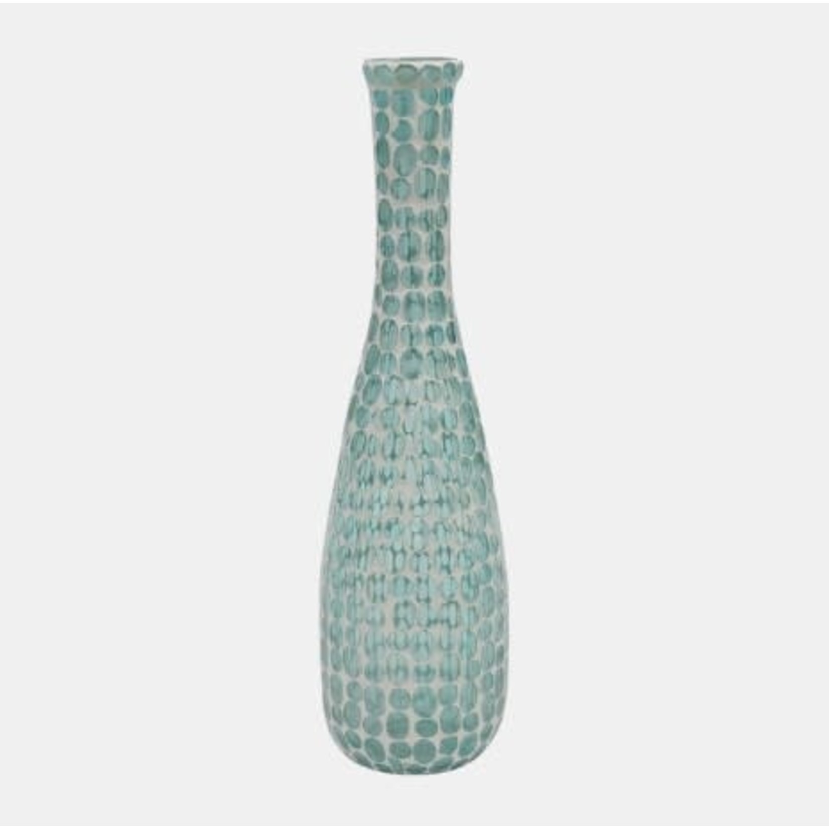 Mickler & Co. Teal Mosaic Vase