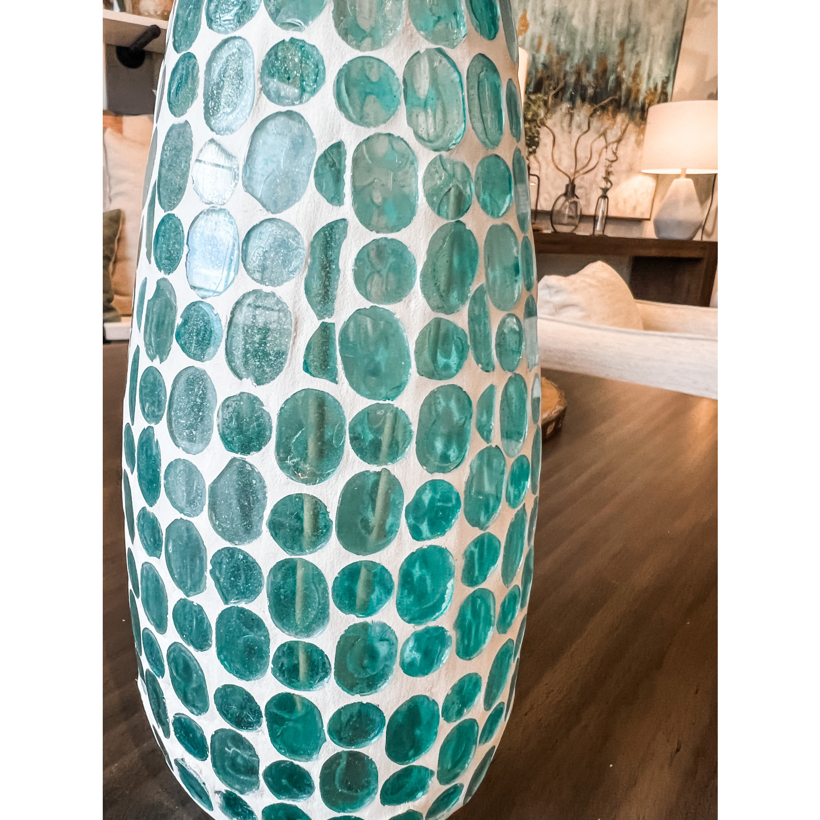 Mickler & Co. Teal Mosaic Vase