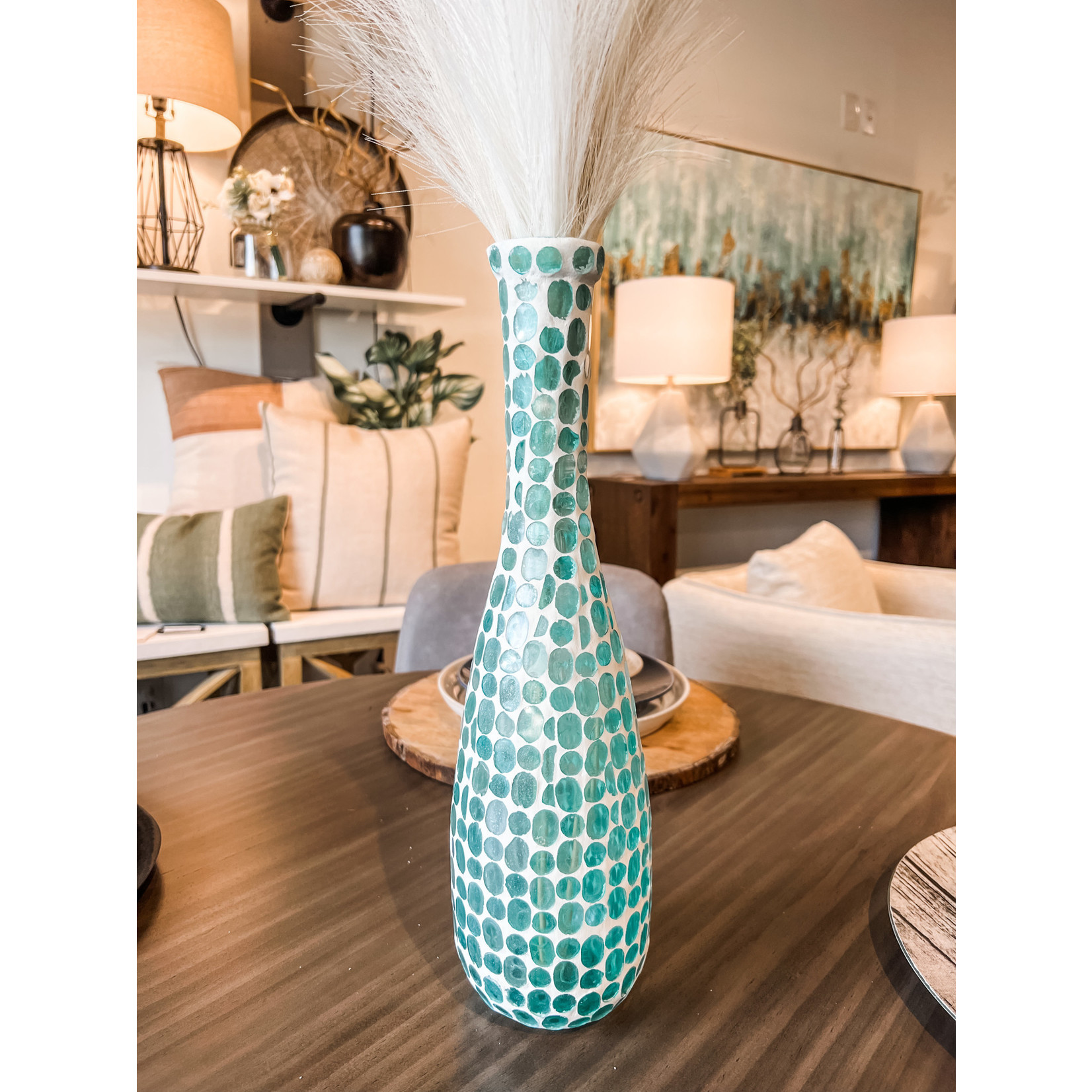 Mickler & Co. Teal Mosaic Vase