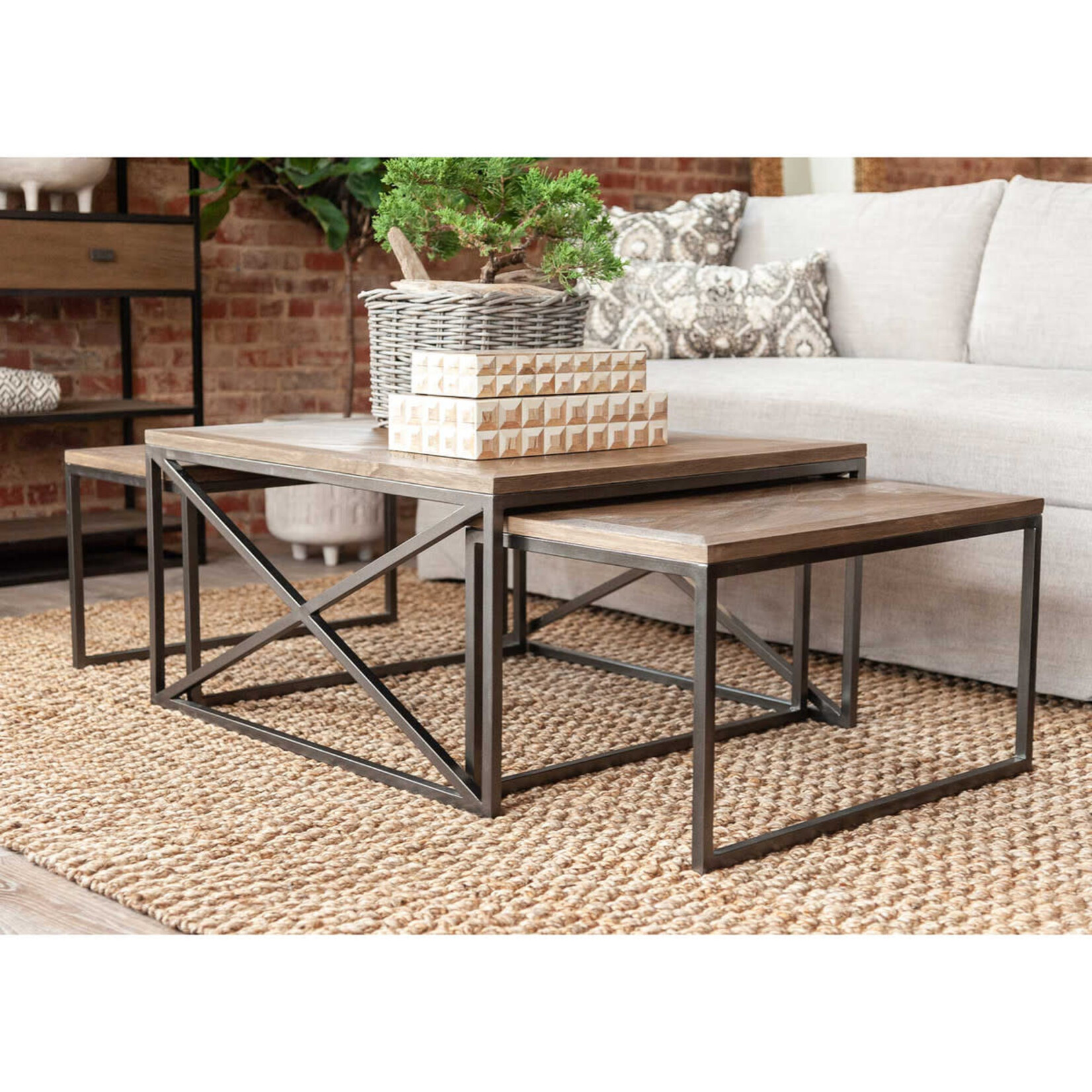Mickler & Co. Iron & Wood Coffee Table Set