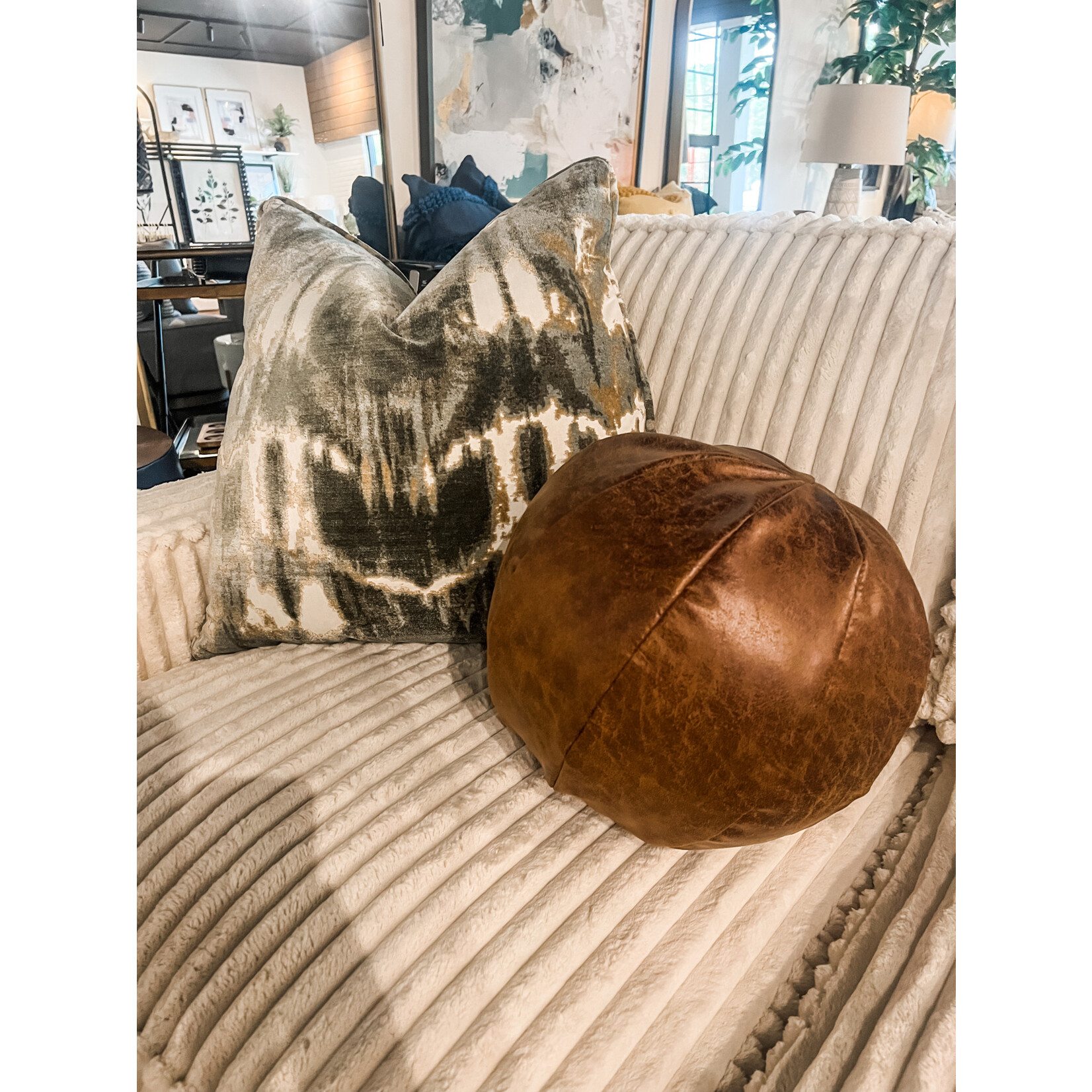 Mickler & Co. Leather Ball Pillow