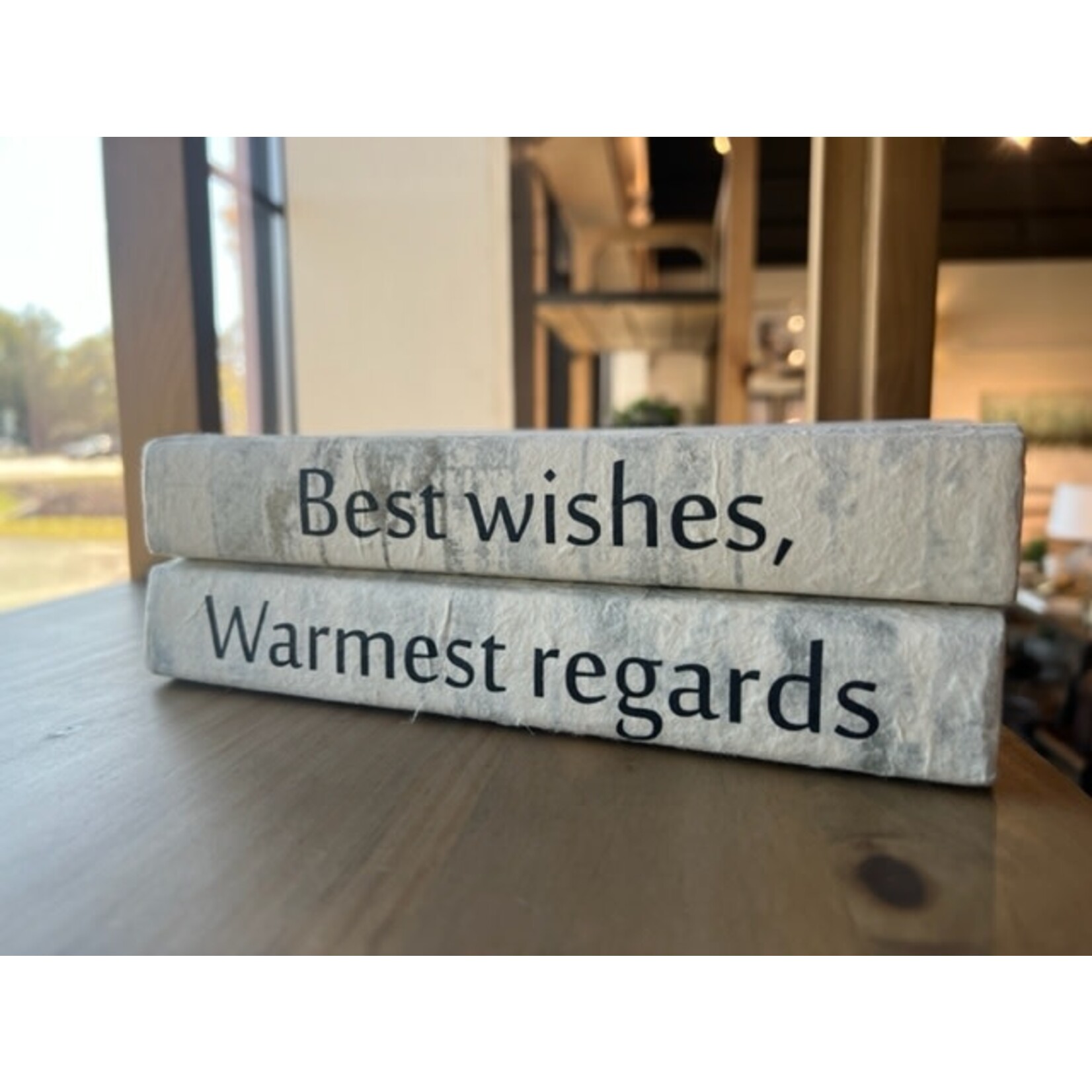 Mickler & Co. "Best Wishes, Warmest Regards" Decorative Book Stack