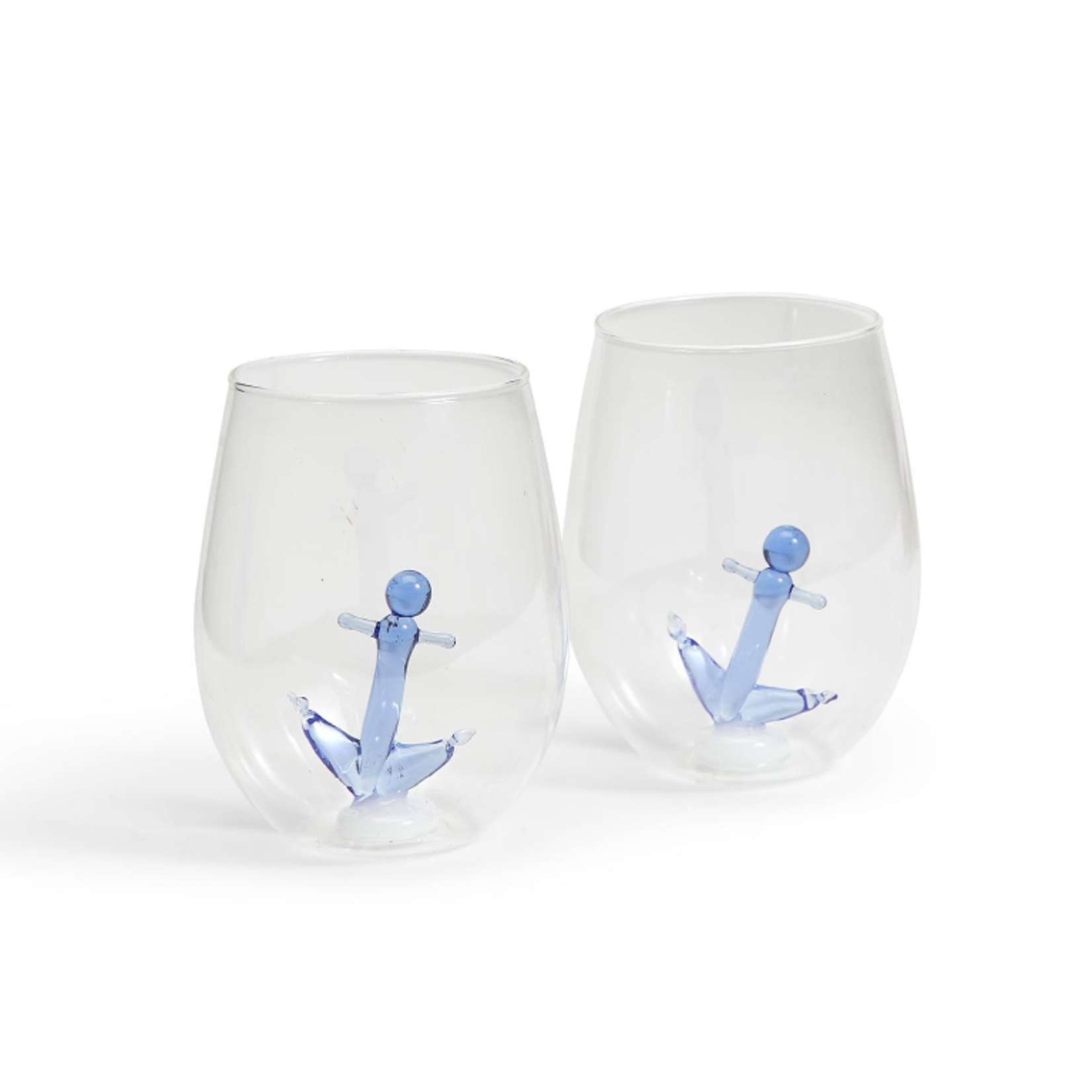 Two's Company Anchor Wine Glass