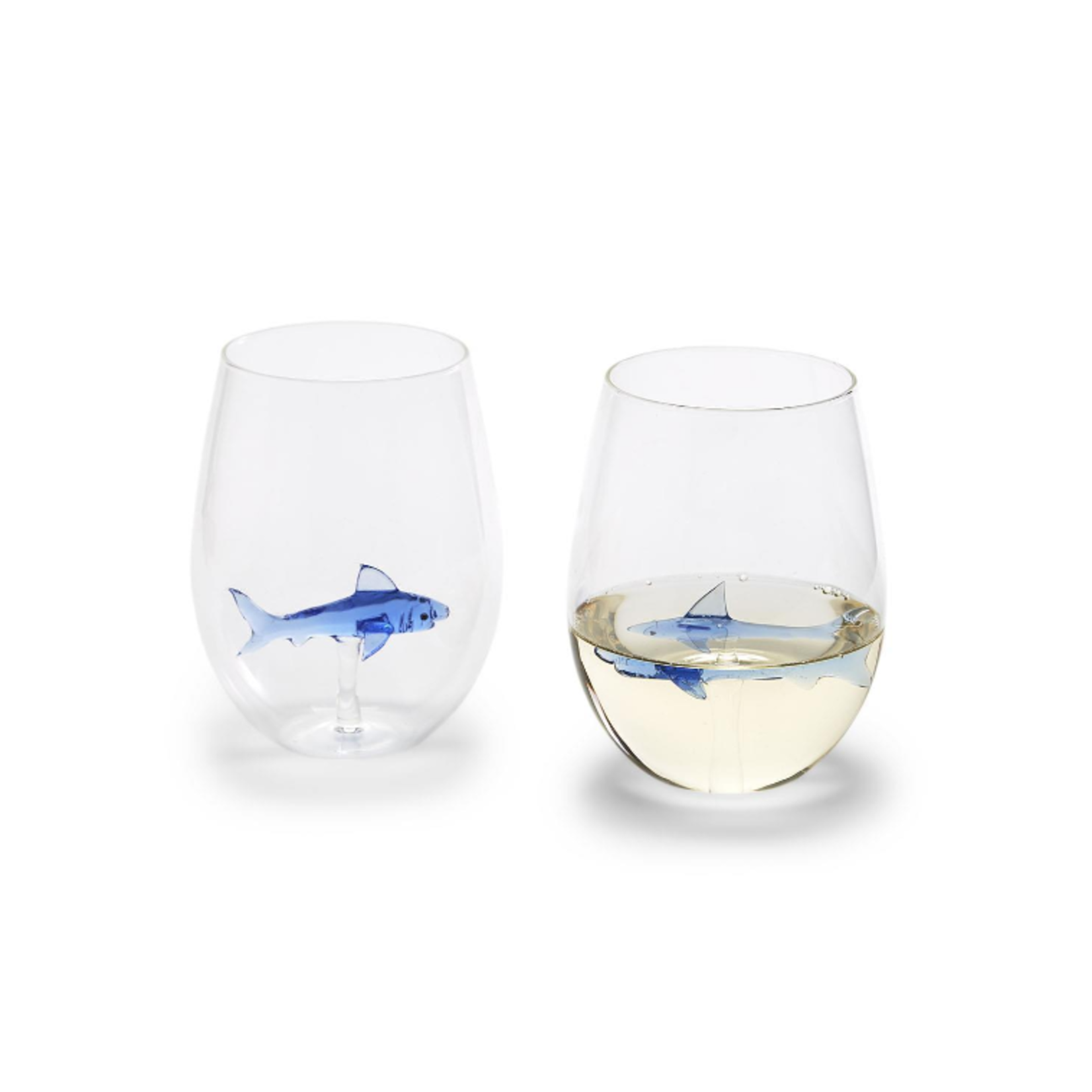 Two's Company Great White Shark Stemless Wine Glass