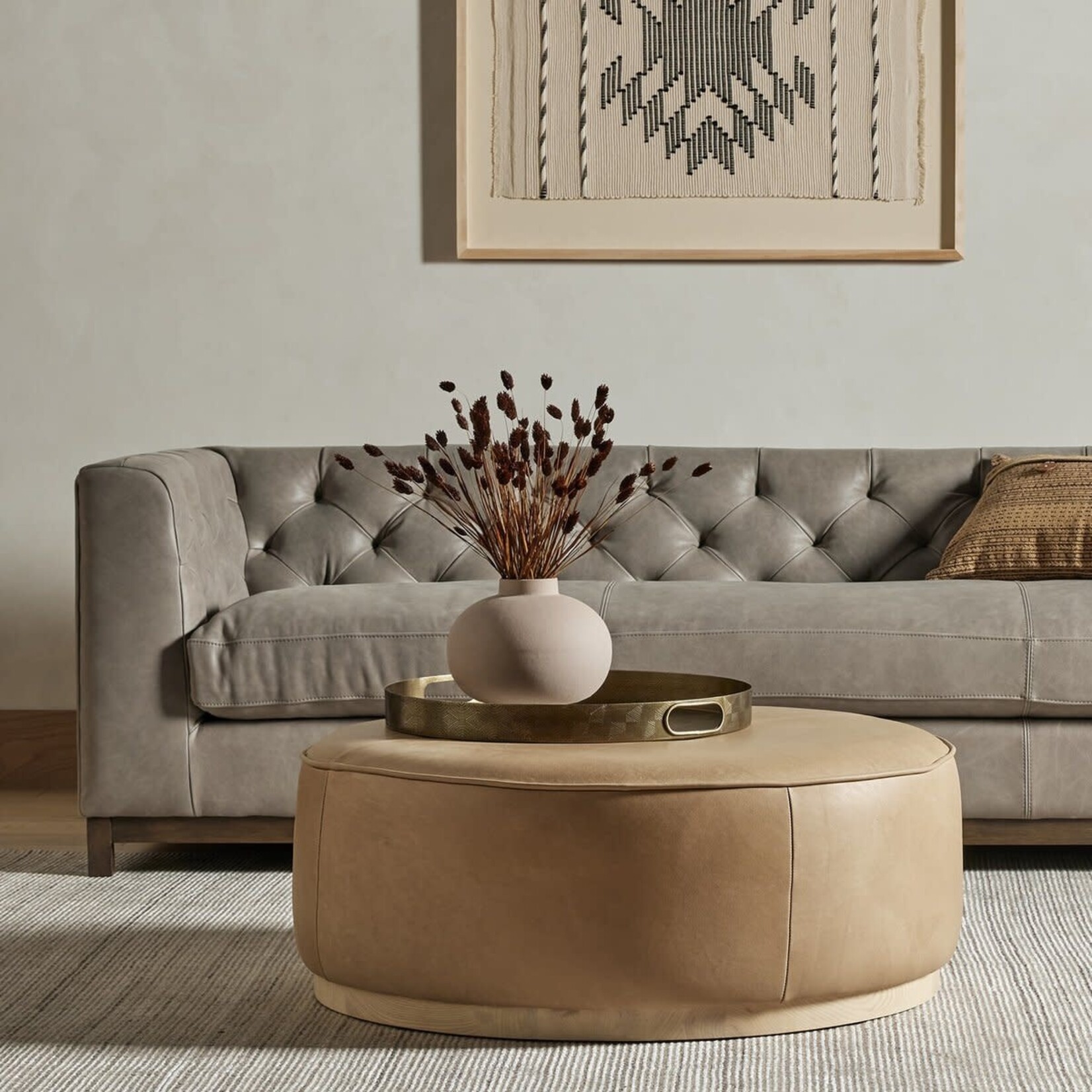 Mickler & Co. Claire Round Leather Ottoman