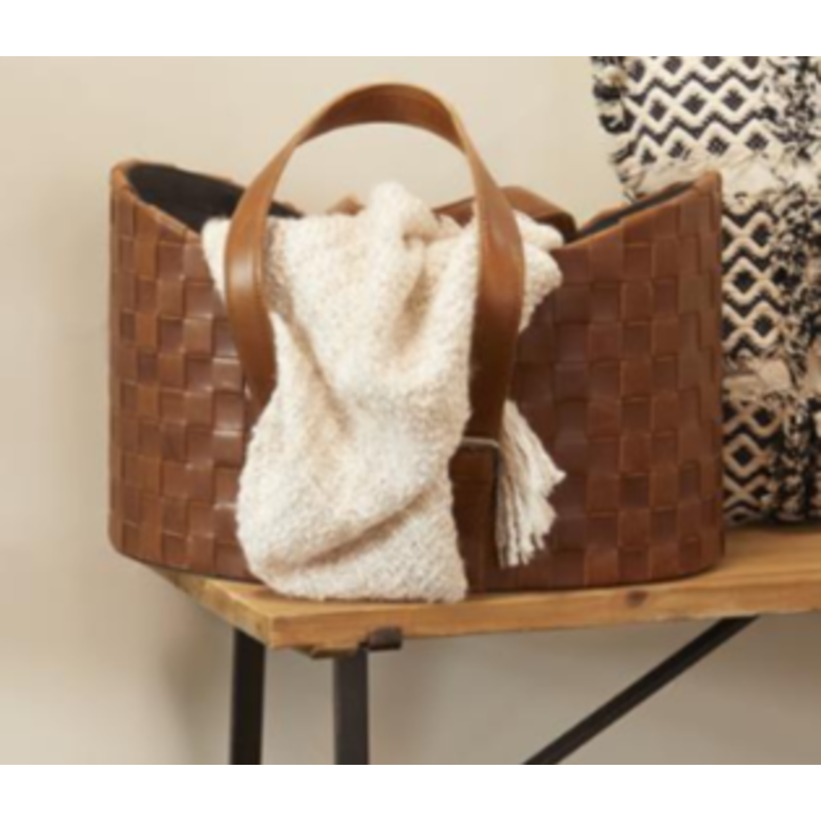 UMA Home Decor Brown Leather Basket
