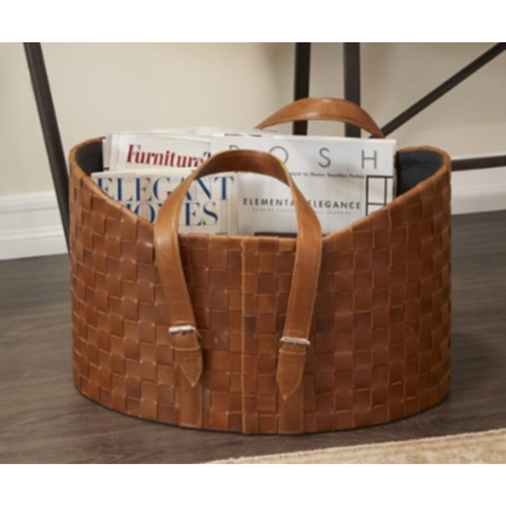 UMA Home Decor Brown Leather Basket