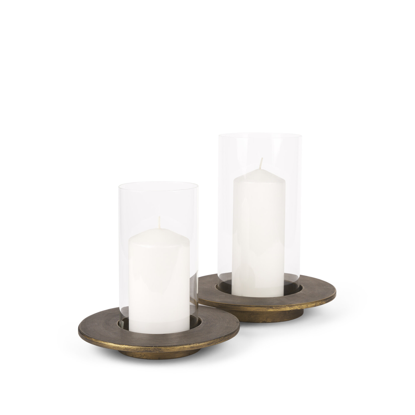 Mickler & Co. Vanessa Gold Metal and Glass Hurricane Candle Holder