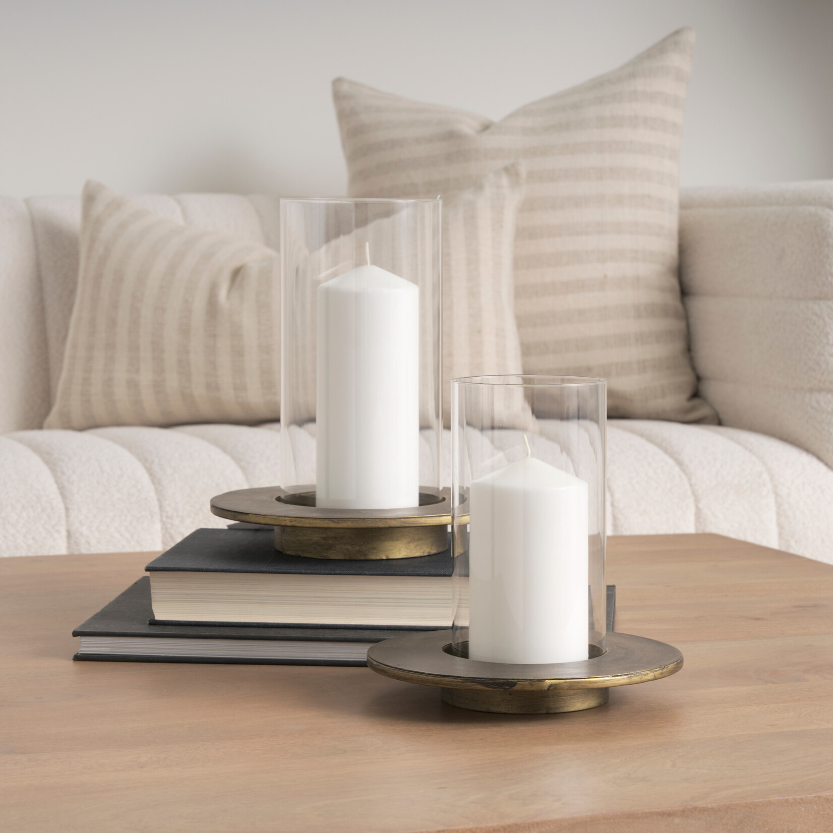Mickler & Co. Vanessa Gold Metal and Glass Hurricane Candle Holder