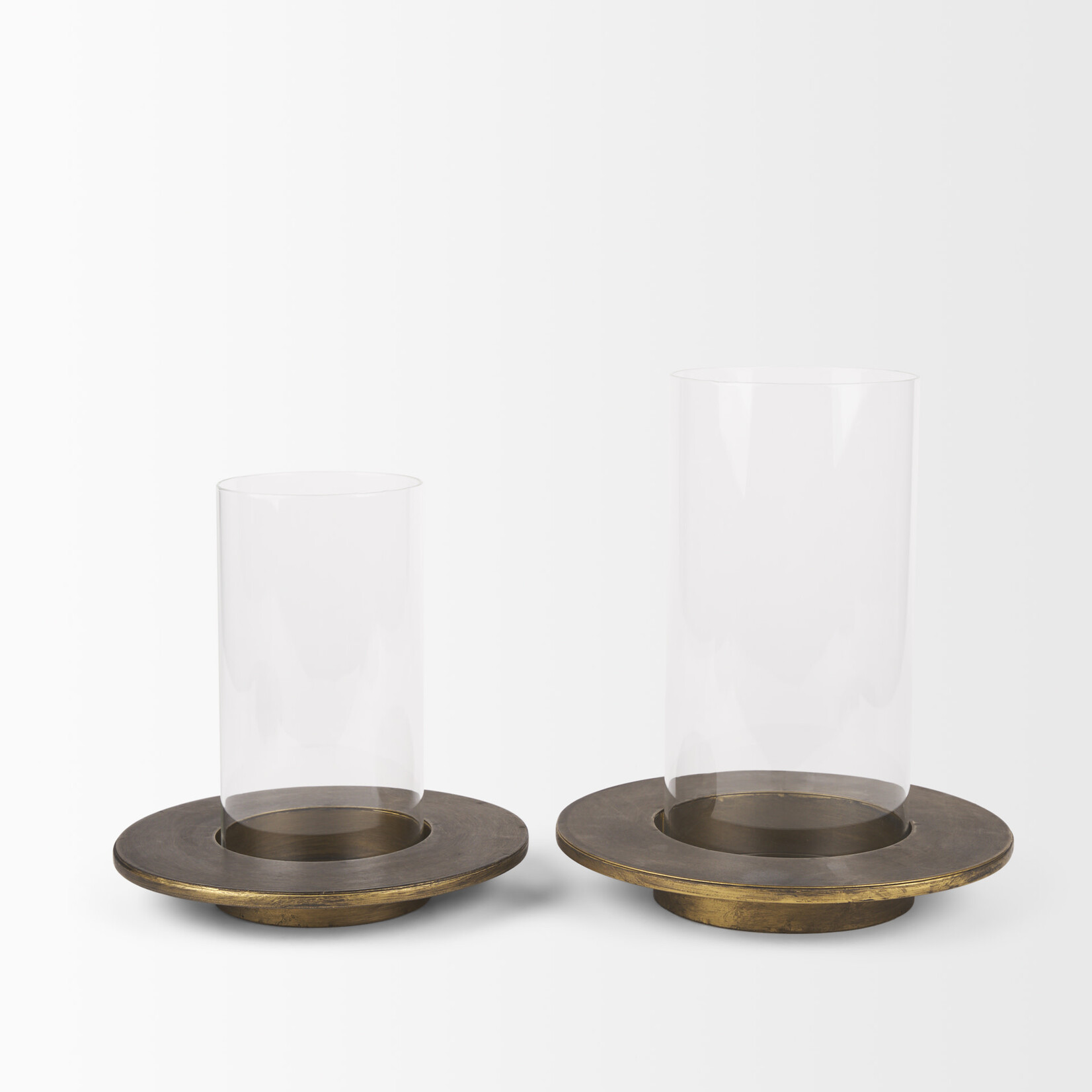 Mickler & Co. Vanessa Gold Metal and Glass Hurricane Candle Holder