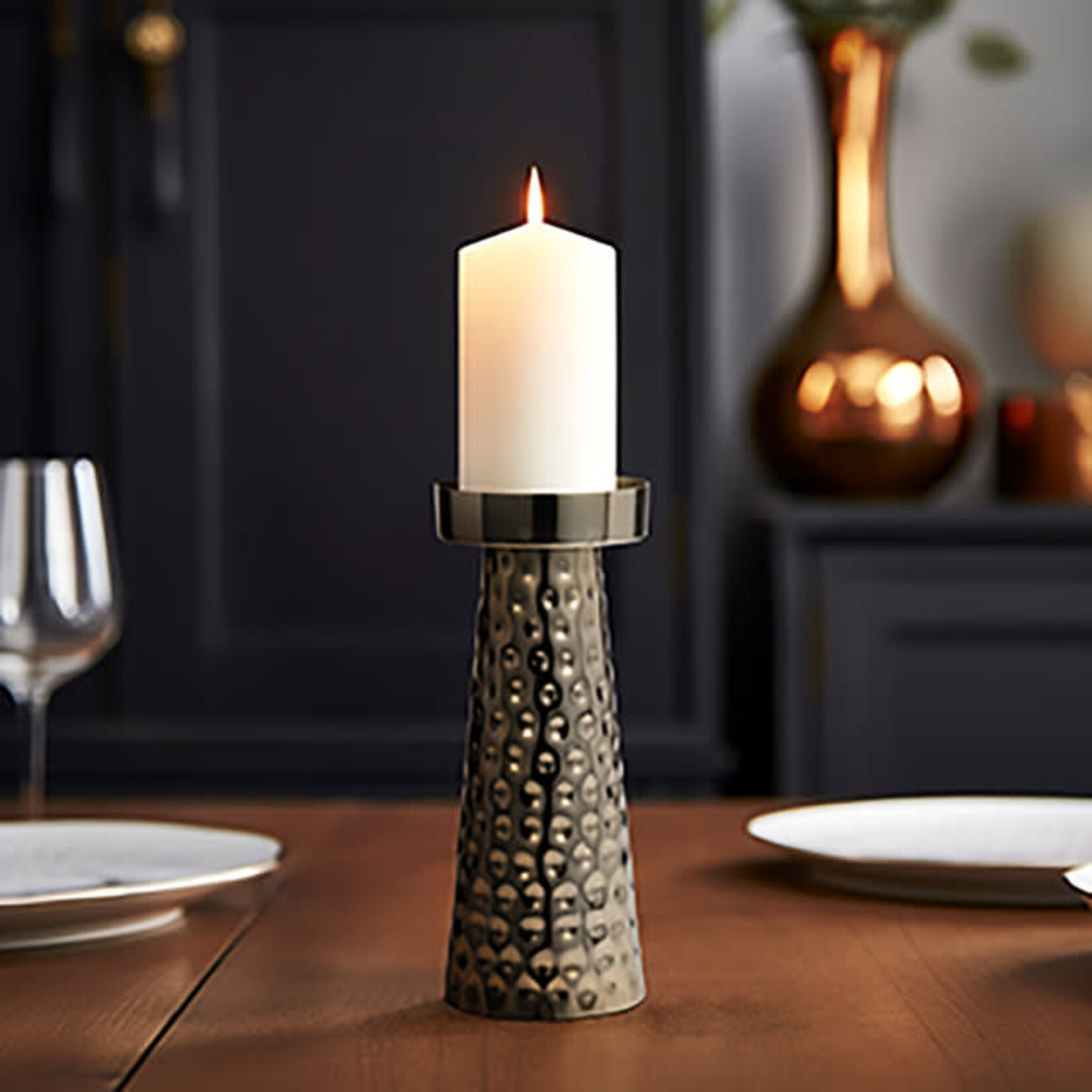 Mickler & Co. Metal Hammered Candle Holder