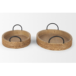 Mickler & Co. Weston Light Brown Wood w/ Natural Jute Serving Trays
