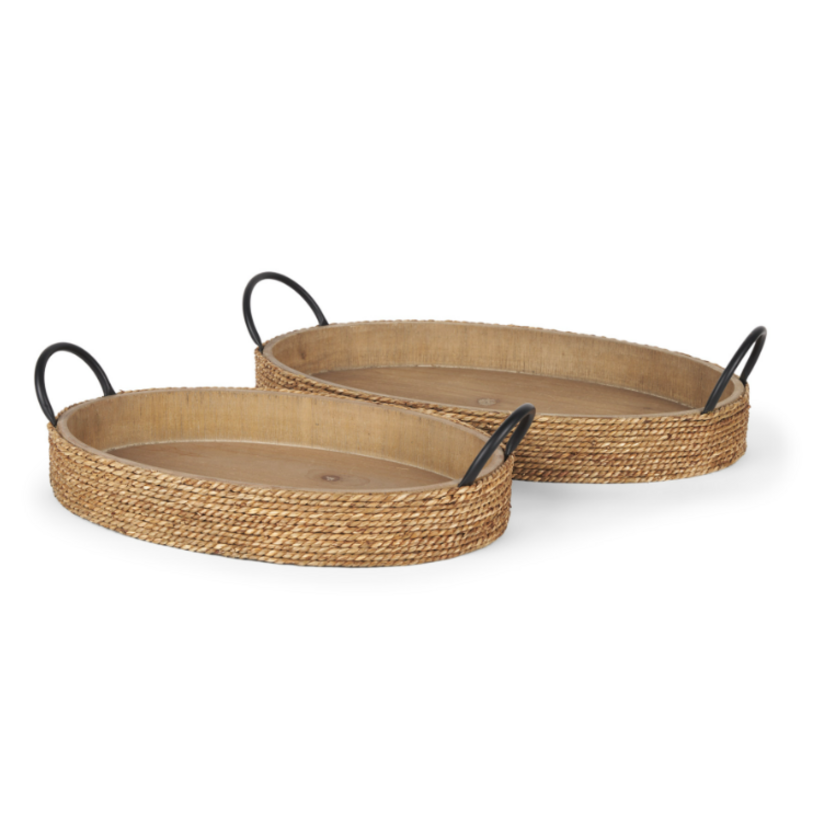 Mickler & Co. Weston Light Brown Wood w/ Natural Jute Serving Trays