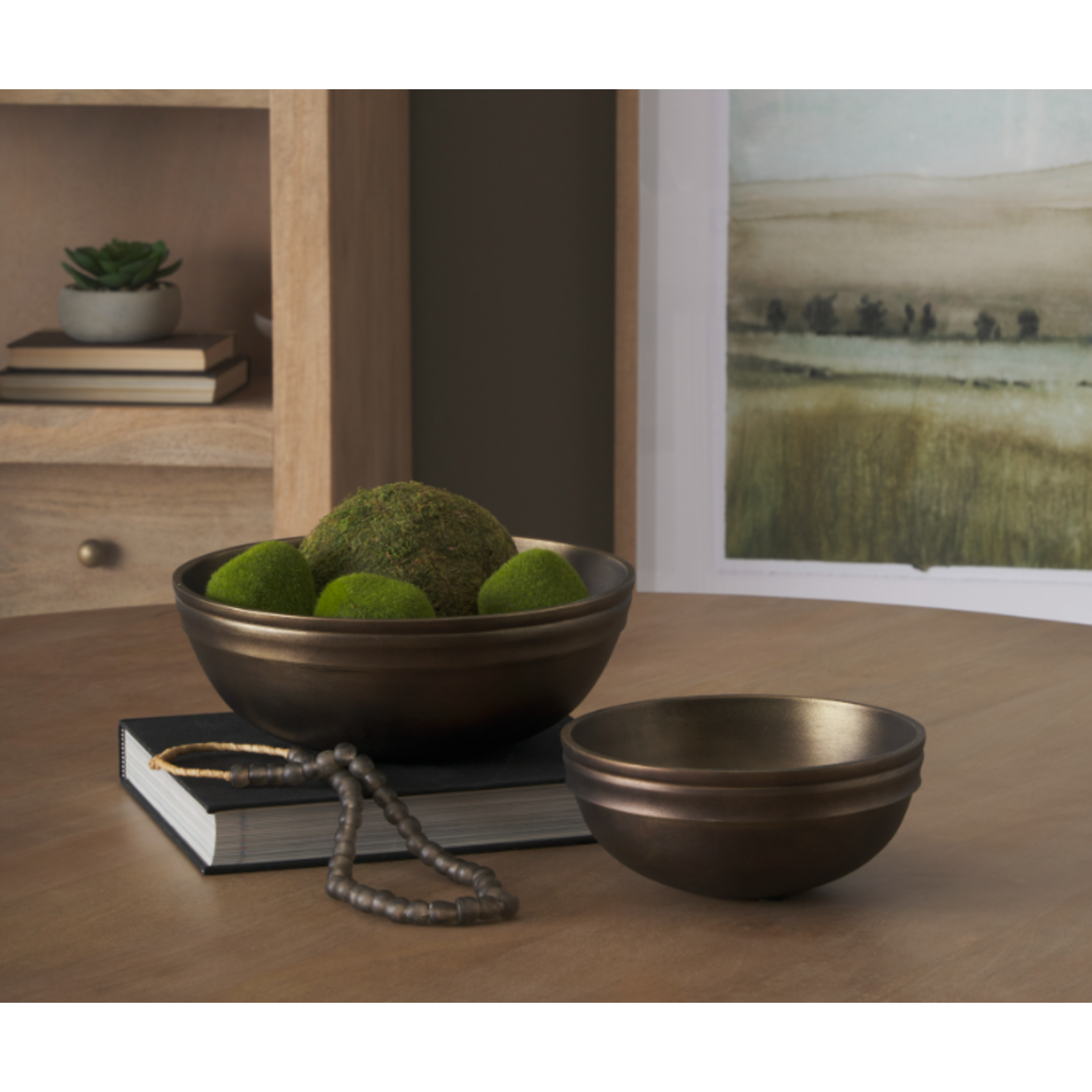 Mickler & Co. Tim Decorative Brass Finished Cast Aluminum Round Bowls