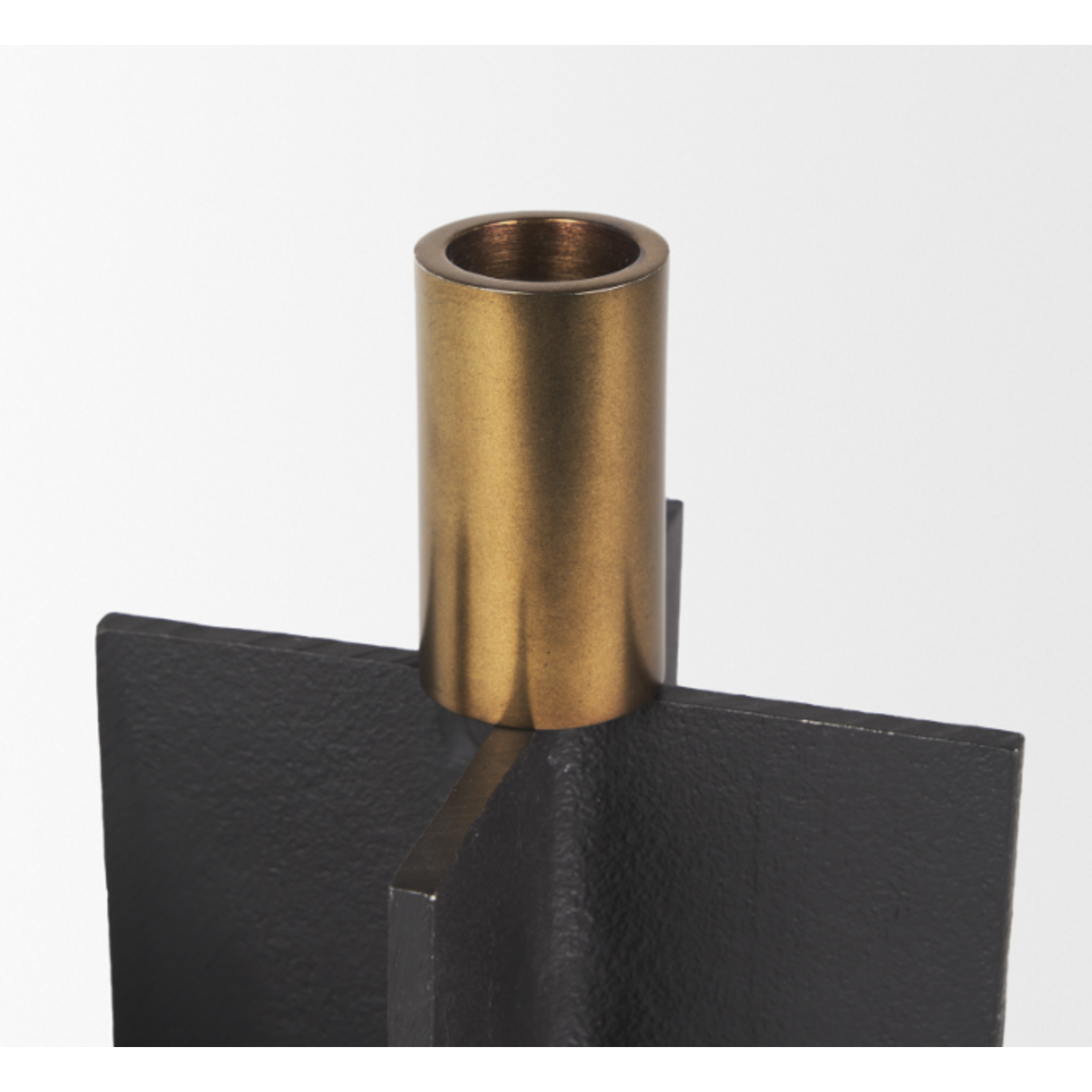 Mickler & Co. Peter Matte Black w/ Brushed Gold Metal Taper Candleholder (Set of 2)