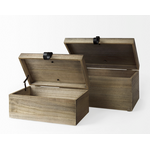 Mickler & Co. Joan Set Of Two Light Brown Wood W/ Metal Detail Boxes