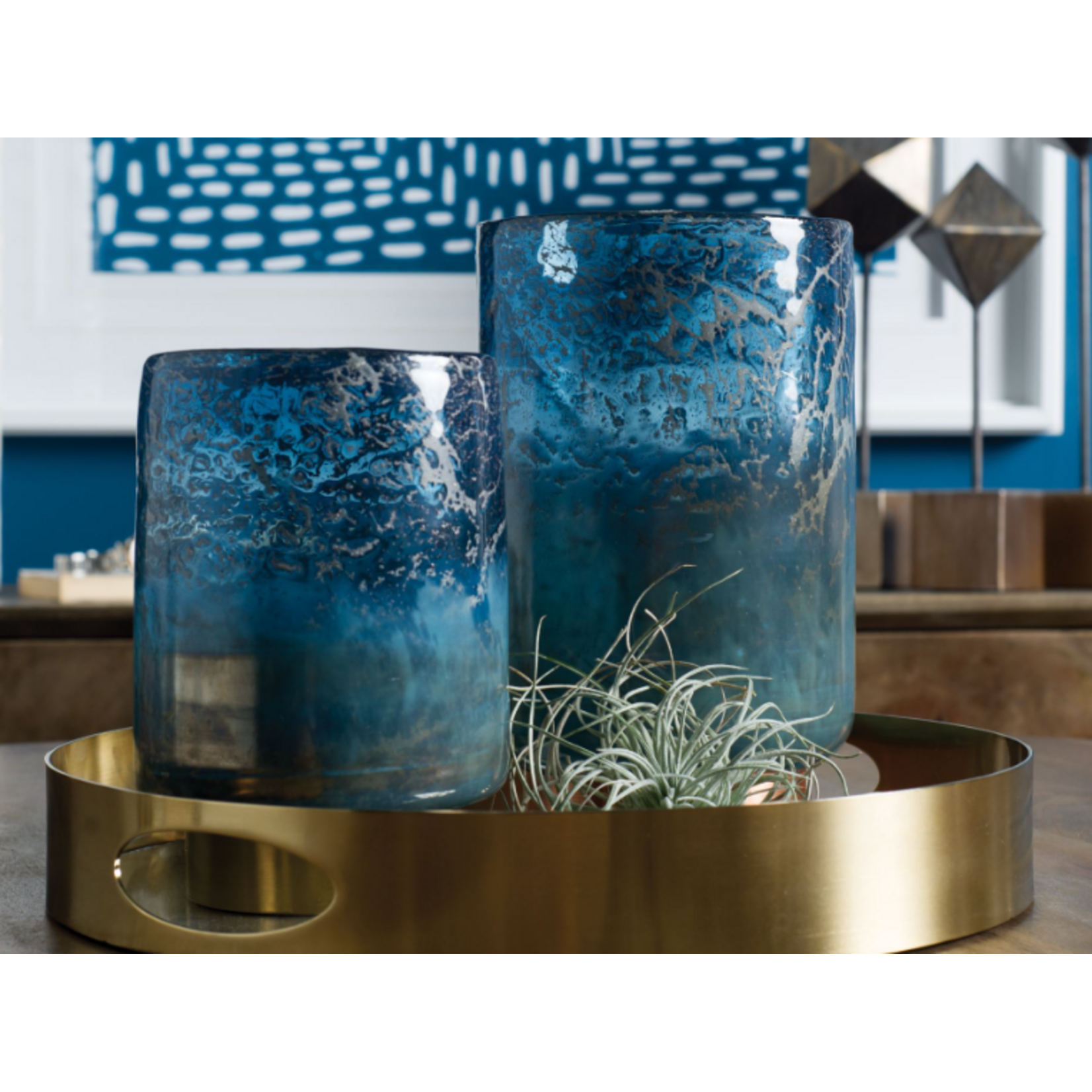 Mickler & Co. Sergio Gold Metal Mirrored Base Round Tray