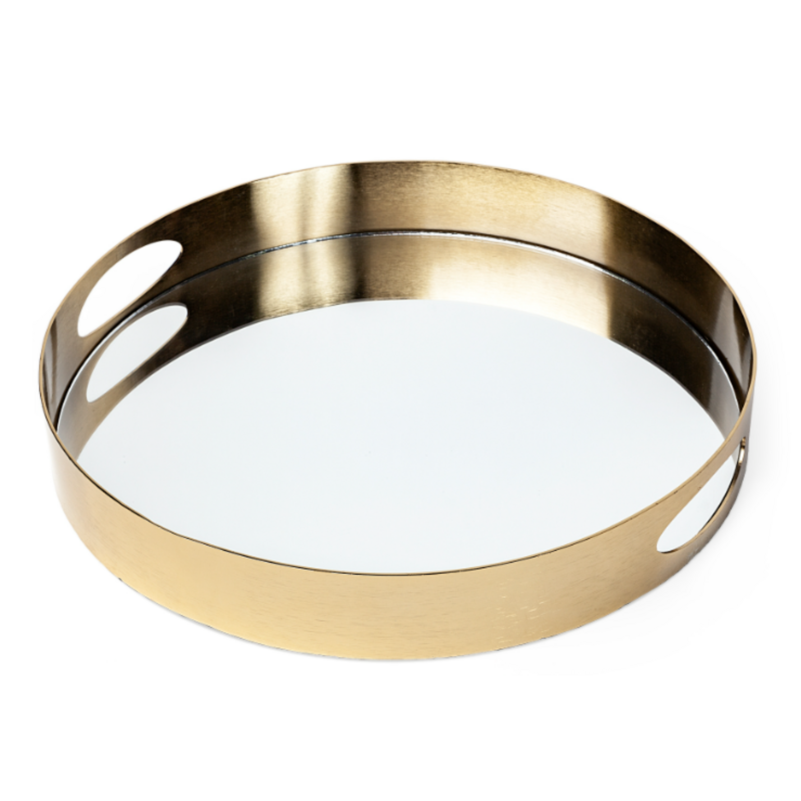 Mickler & Co. Sergio Gold Metal Mirrored Base Round Tray