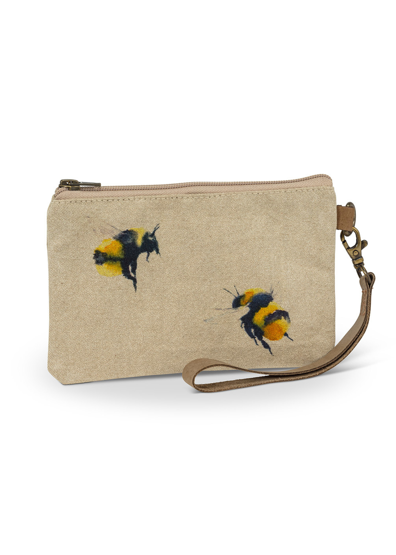 Bee zip pouch w/strap 5x8"