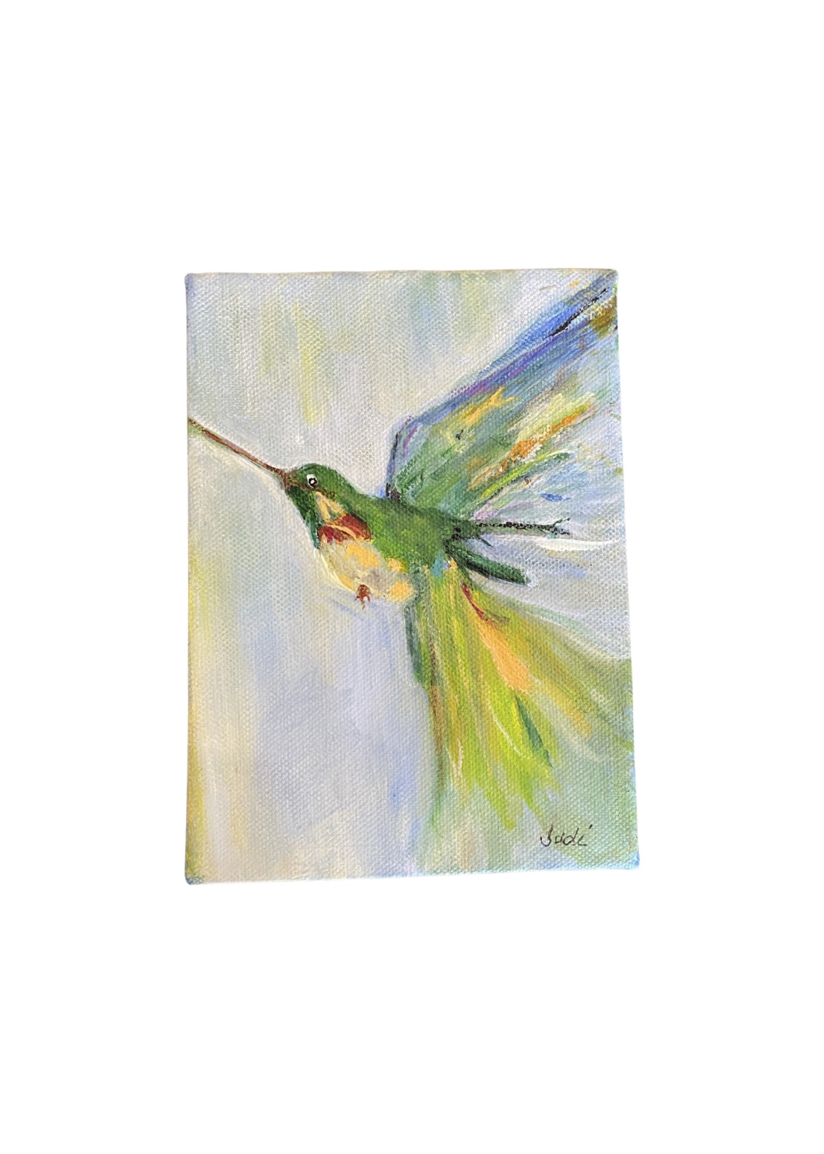 Judi Board Hummingbird painting 5x7"