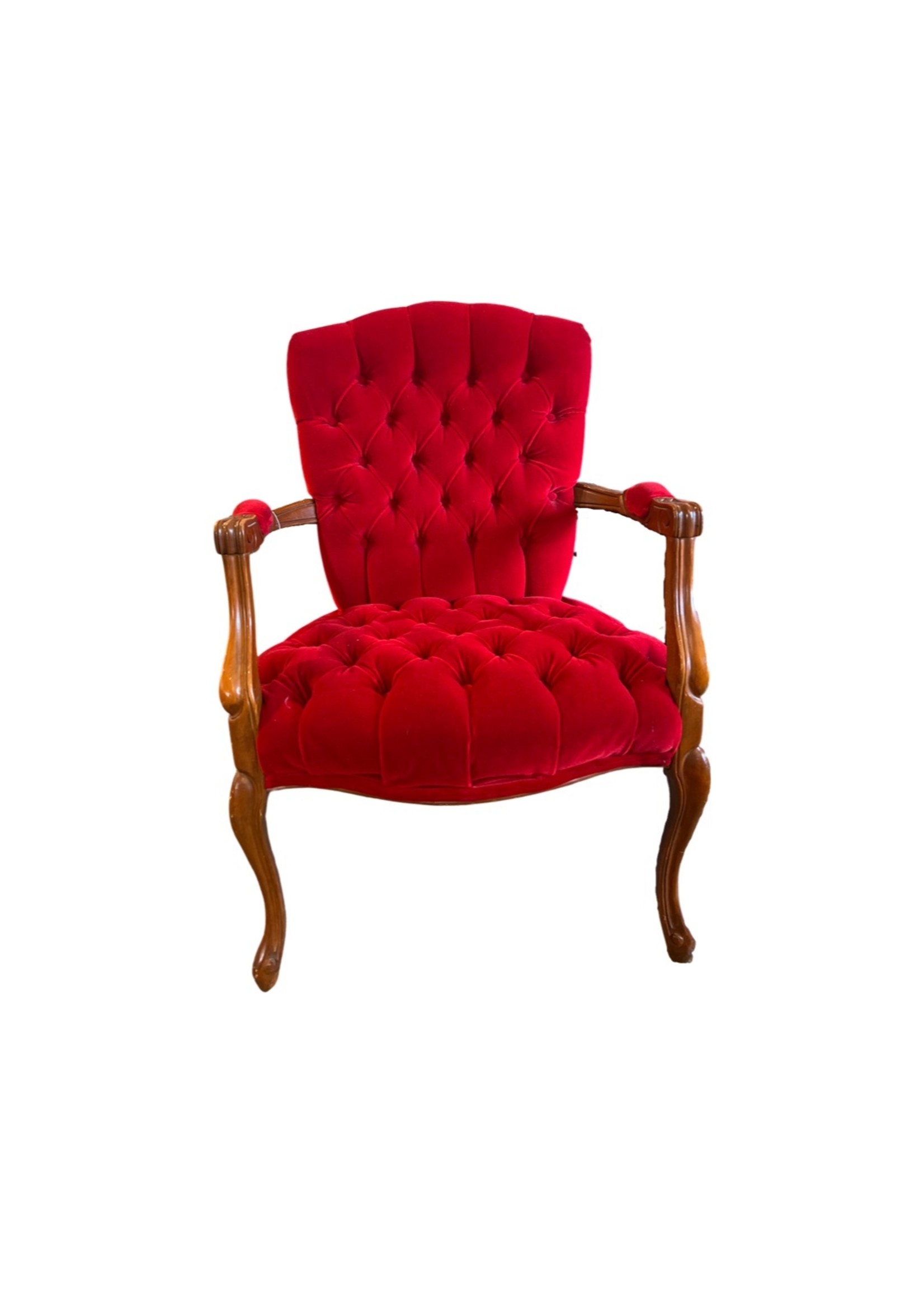 Vintage red velvet parlour chair