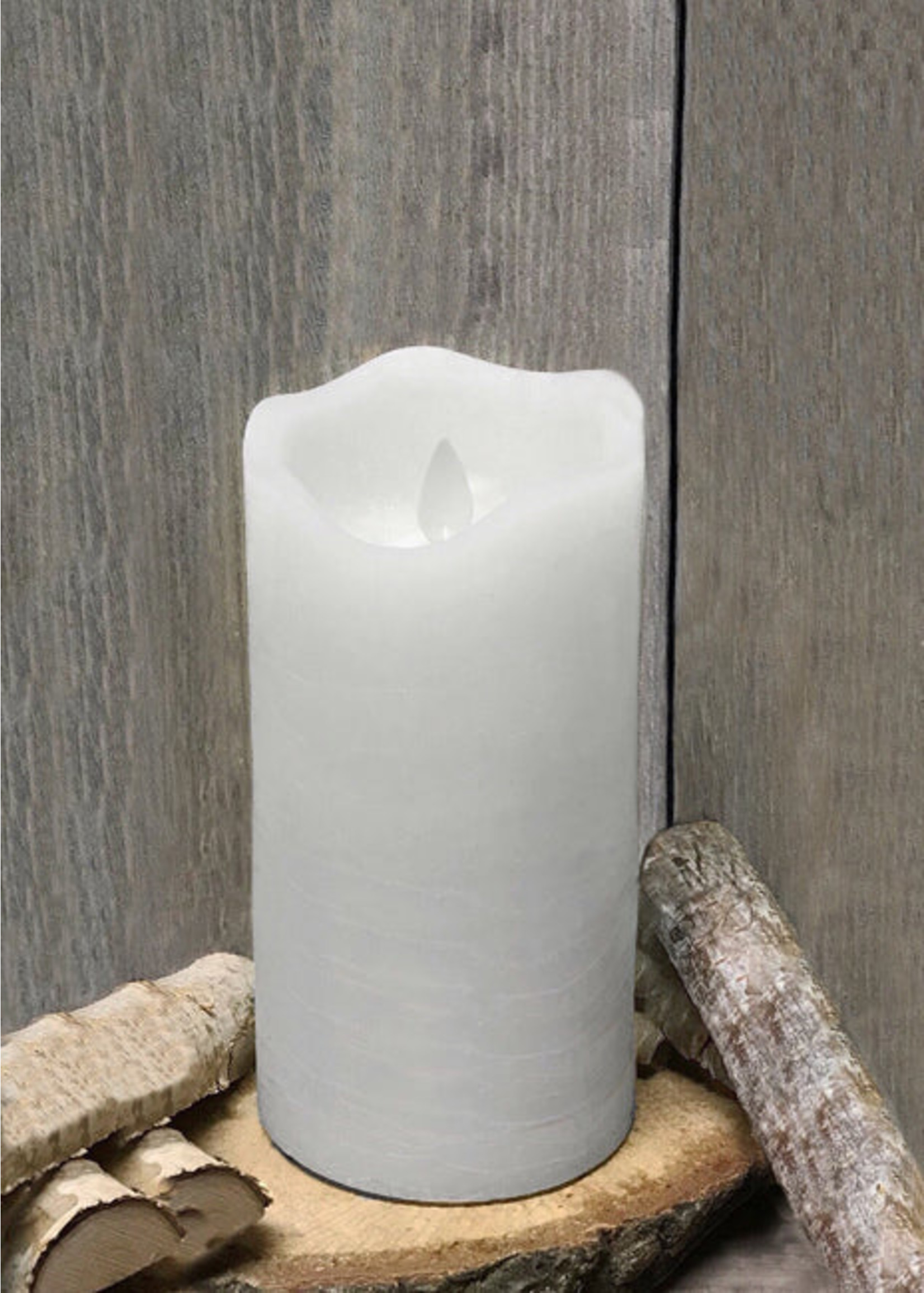 3x7" white rustic flameless candle