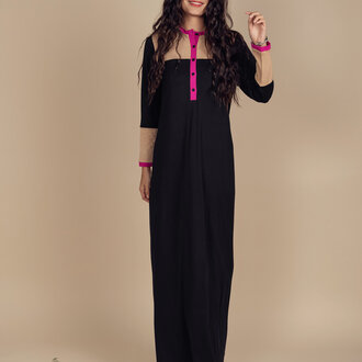 ELLWI COLOR BLOCK BUTTONED NIGHTGOWN