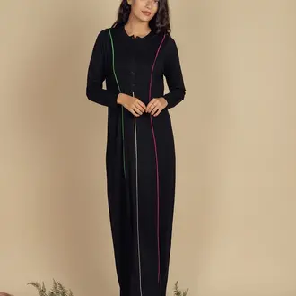 ELLWI COLORED PIPING BUTTONED NIGHTGOWN