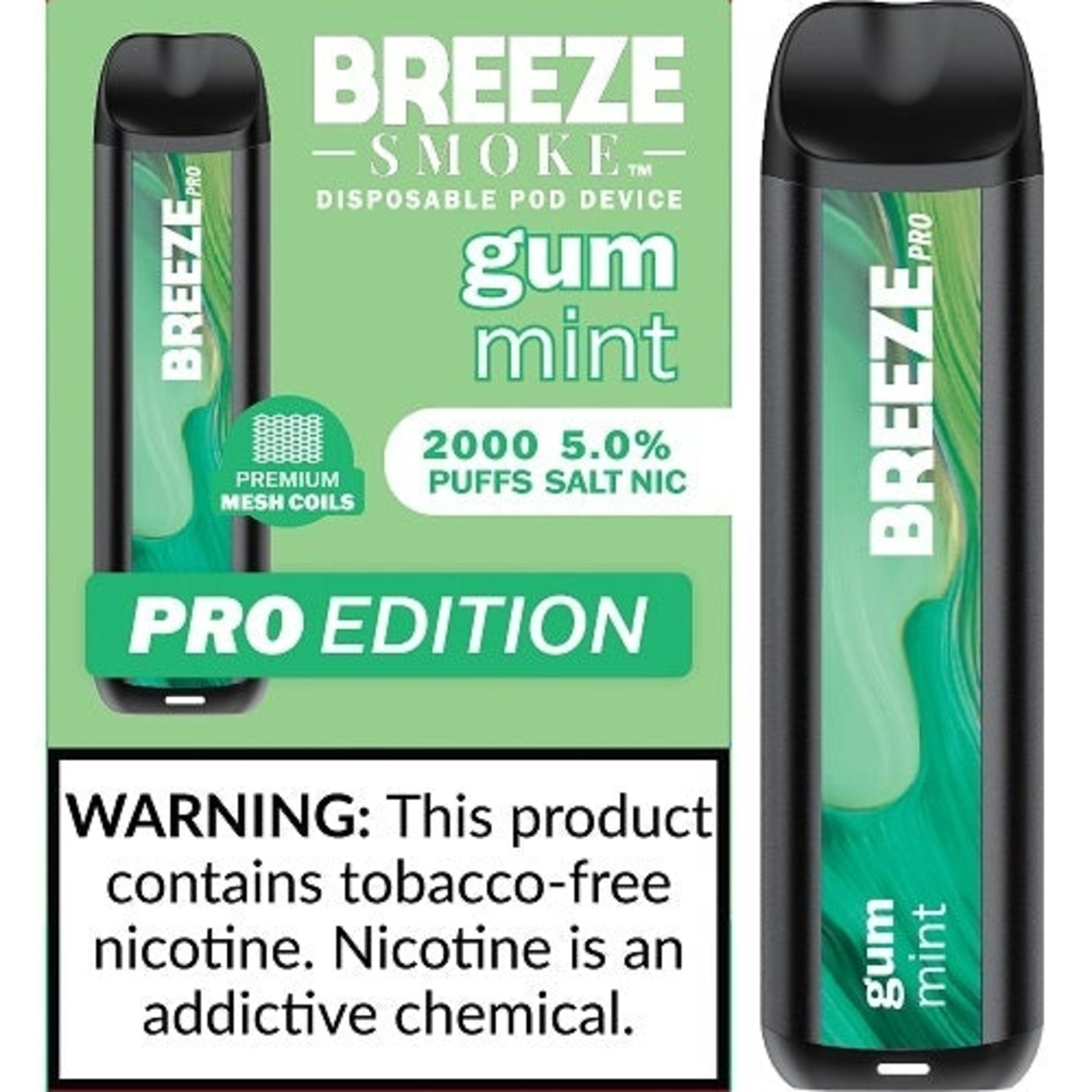 BREEZE PRO (2000 PUFF) GUM MINT CUMULUS WHOLESALE