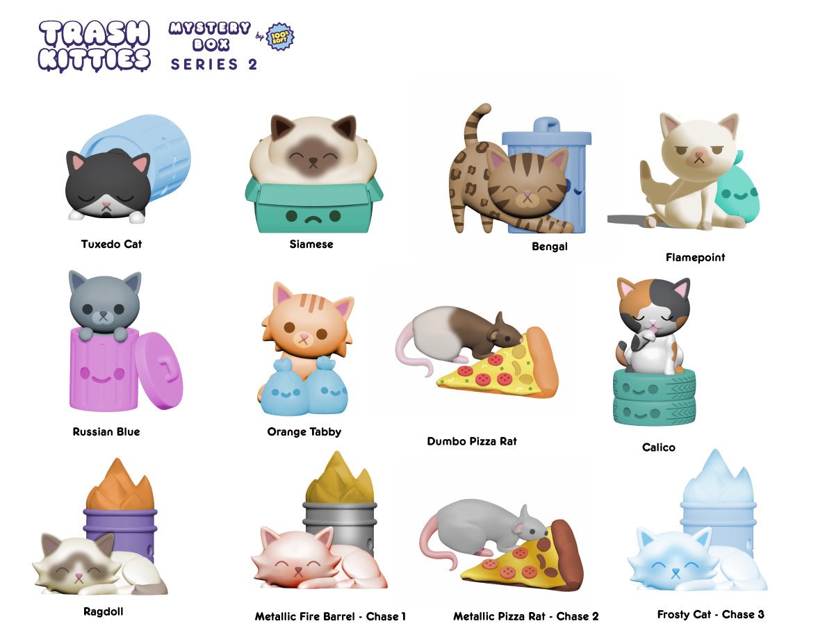 100% Soft Trash Kitties Blind Box - Series 2
