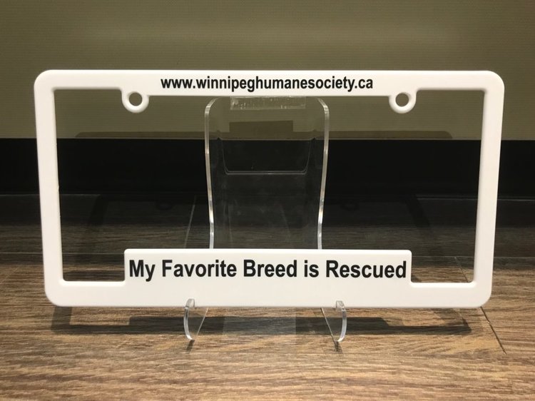 WHS - license plate holder - "Favorite...Rescued"