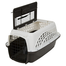 Pet Mate Petmate | Welcome Home Carrier | 2 Door Top Load Kennel | White & Brown |19" | 10lbs