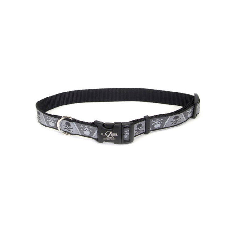 LazerBrite | Reflective Collar | Skulls & Crossbones | 1x18"-26" | L