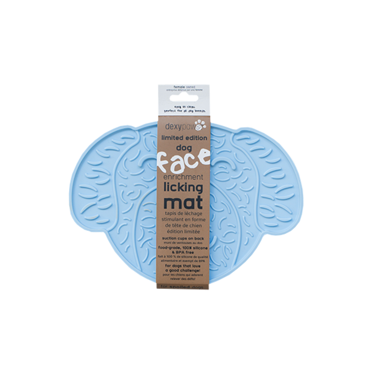 Dexypaws - silicon lick mat - blue dog face