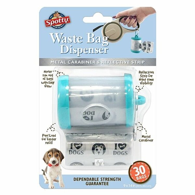 Spotty | Reflective Waste Bag Dispenser w/Carabiner|30Bags