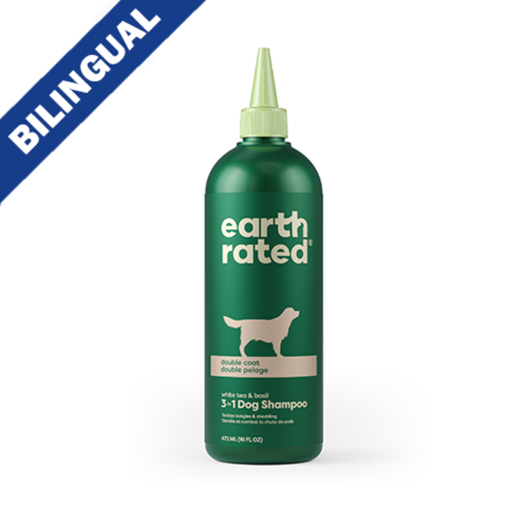 Earth Rated - double coat white tea and basil - 3 in 1 dog shampoo - 16 oz