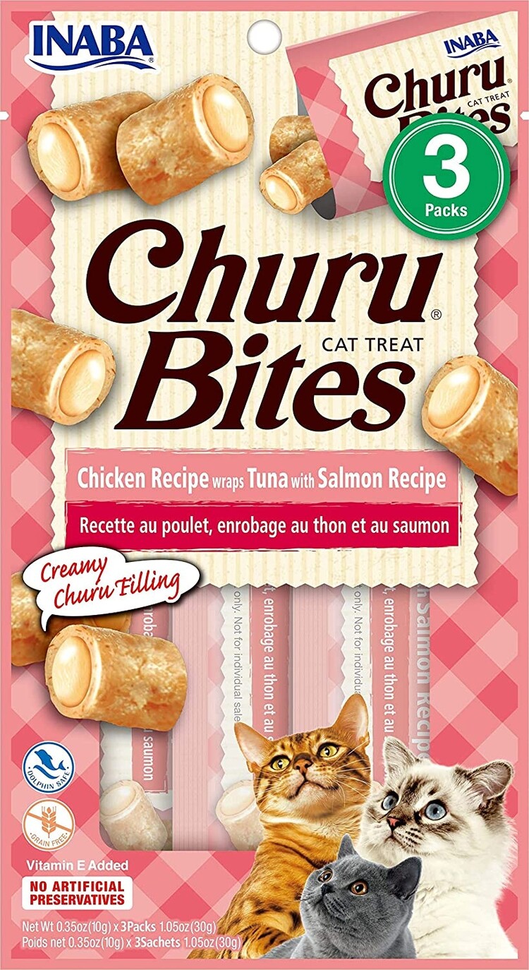 Churu Bites - Feline - Chicken recipe wraps - tuna and salmon recipe - 3 pk.
