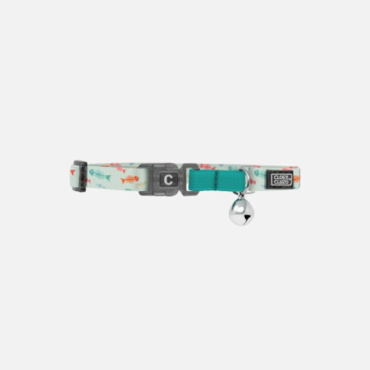 Cloe Cluzo Adjustable Cat Collar BLUE fishbones